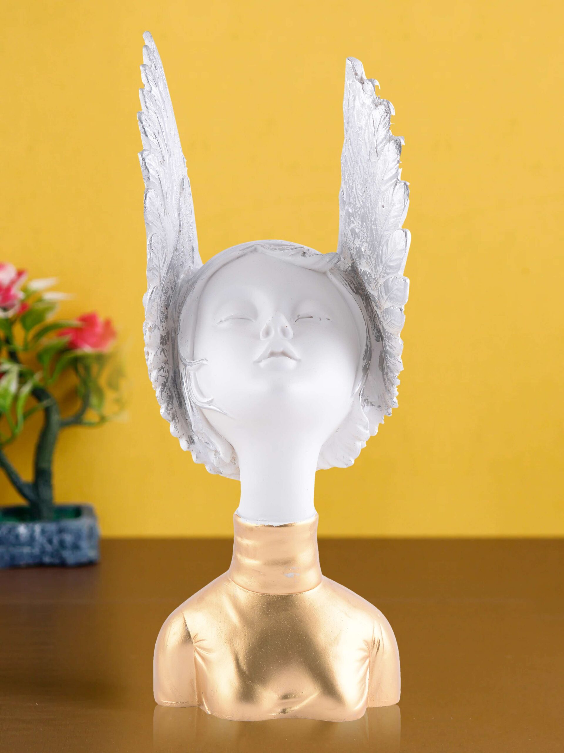 Resin Greek Angel Statue Small Angel Girl Garden Figurine Roman Angel Sculpture for Indoor Outdoor Home Garden Decoration