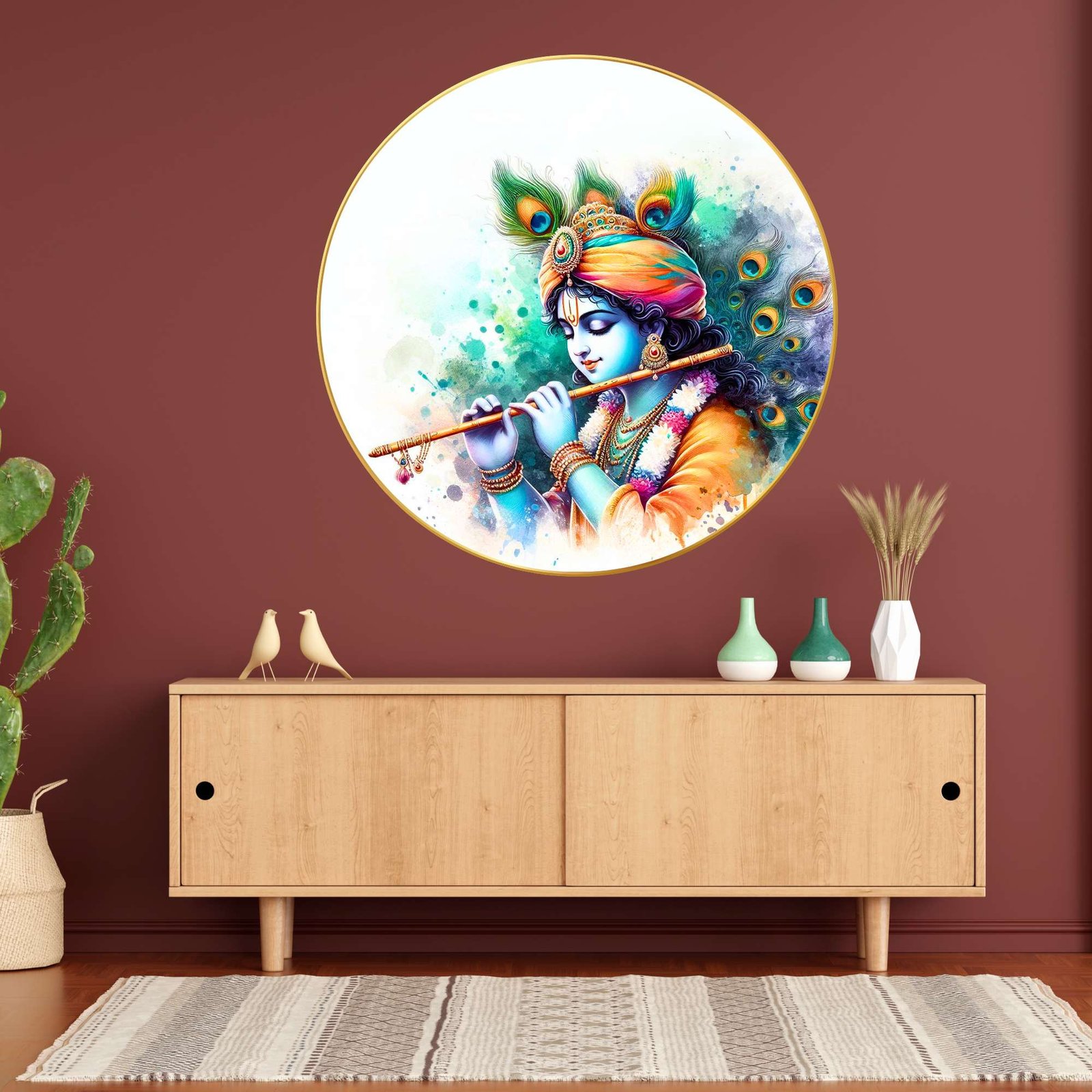 Wall Painting for Wall Decoration with Frame Sparkle Glossy Round Golden Framed Large Painting Office, Living Room, Bedroom, Home Decoration - Image 2