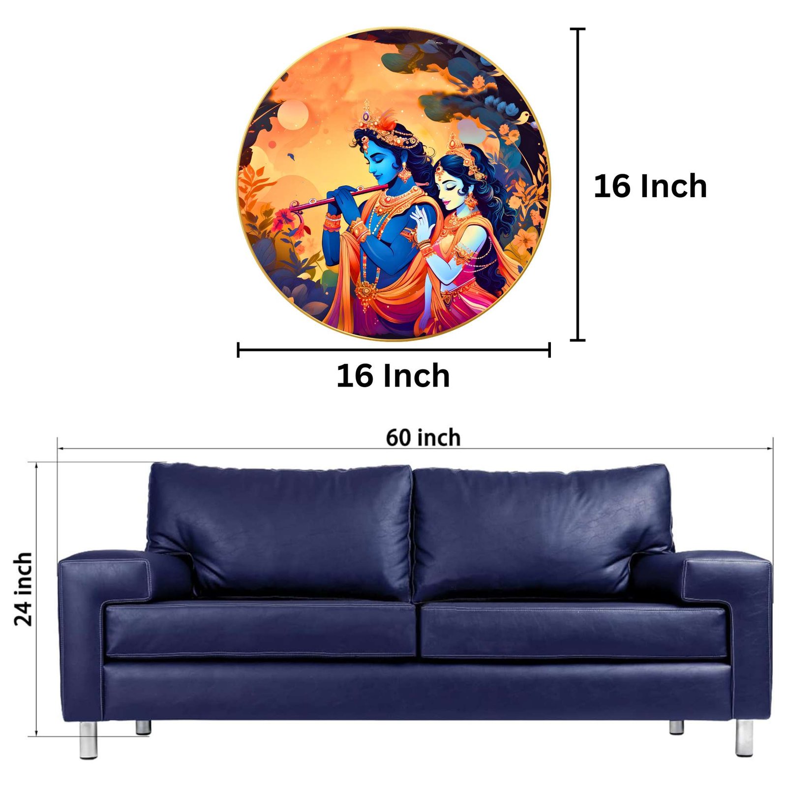 Wall Painting for Wall Decoration with Frame Sparkle Glossy Round Golden Framed Large Painting Office, Living Room, Bedroom, Home Decoration - Image 2