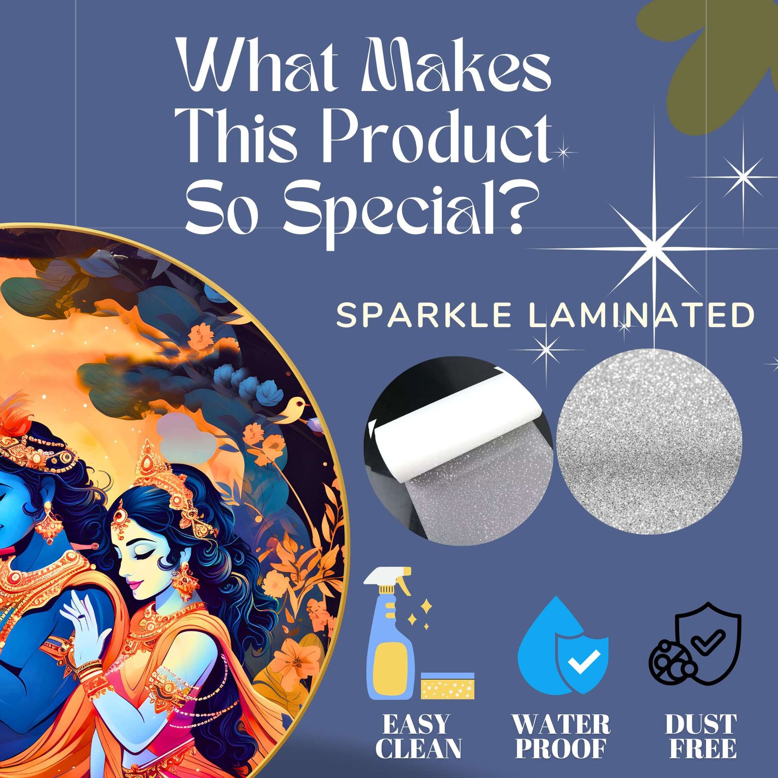 Wall Painting for Wall Decoration with Frame Sparkle Glossy Round Golden Framed Large Painting Office, Living Room, Bedroom, Home Decoration - Image 4