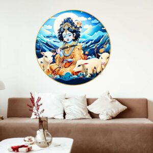 Wall Painting for Wall Decoration with Frame Sparkle Glossy Round Golden Framed Large Painting Office, Living Room, Bedroom, Home Decoration