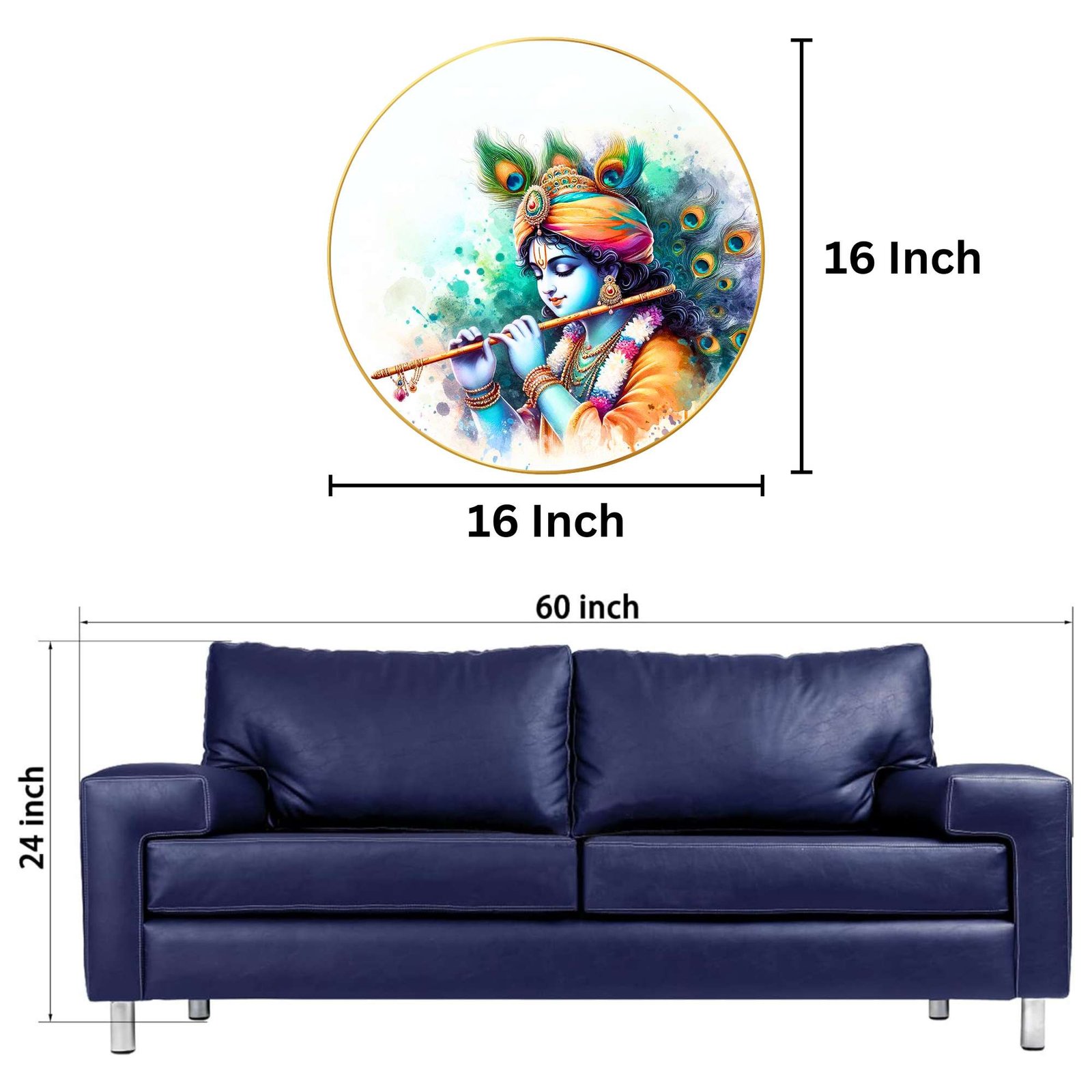 Wall Painting for Wall Decoration with Frame Sparkle Glossy Round Golden Framed Large Painting Office, Living Room, Bedroom, Home Decoration - Image 4