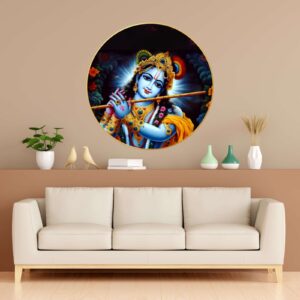 Wall Painting for Wall Decoration with Frame Sparkle Glossy Round Golden Framed Large Painting Office, Living Room, Bedroom, Home Decoration