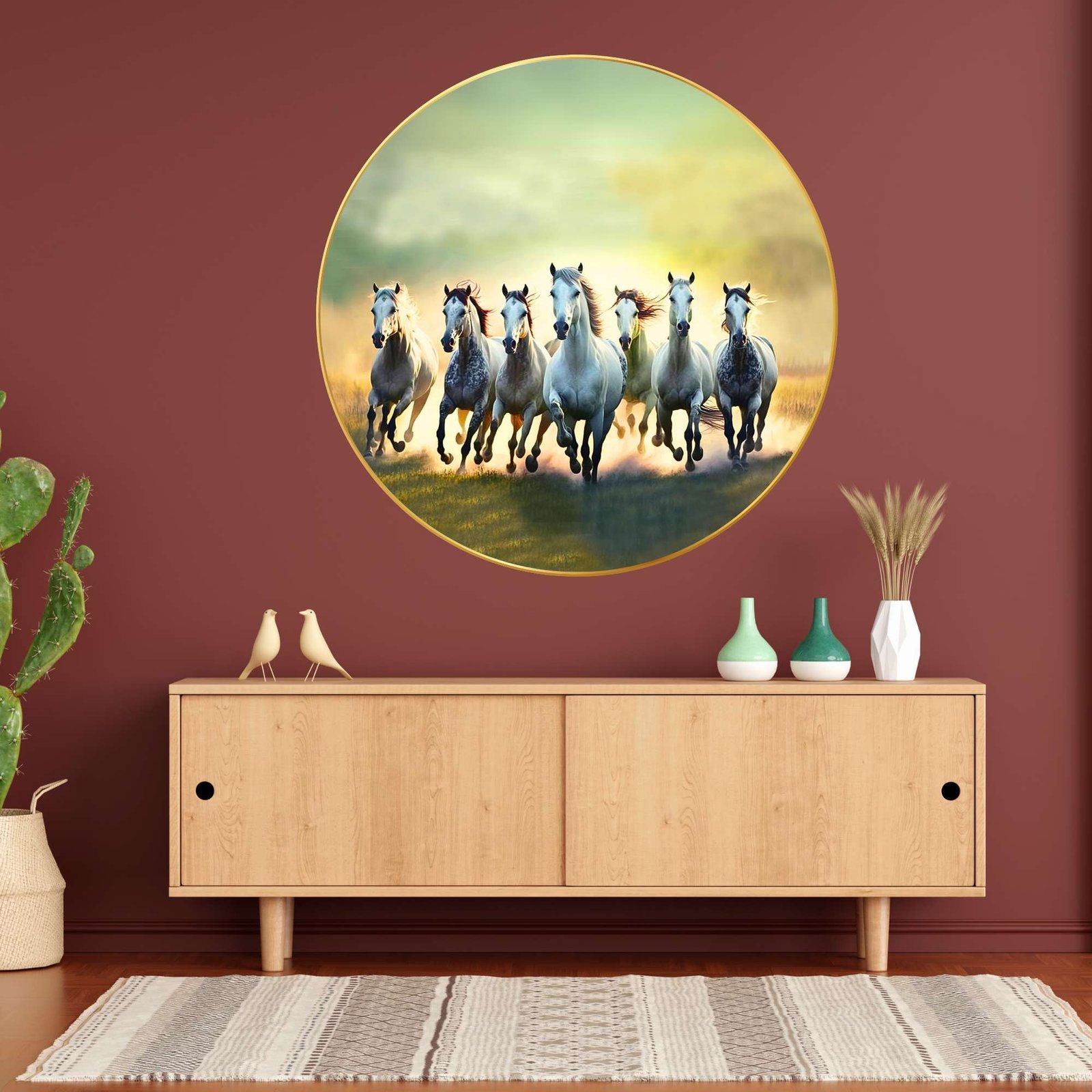 Wall Painting for Wall Decoration with Frame Sparkle Glossy Round Golden Framed Large Painting Office, Living Room, Bedroom, Home Decoration - Image 2