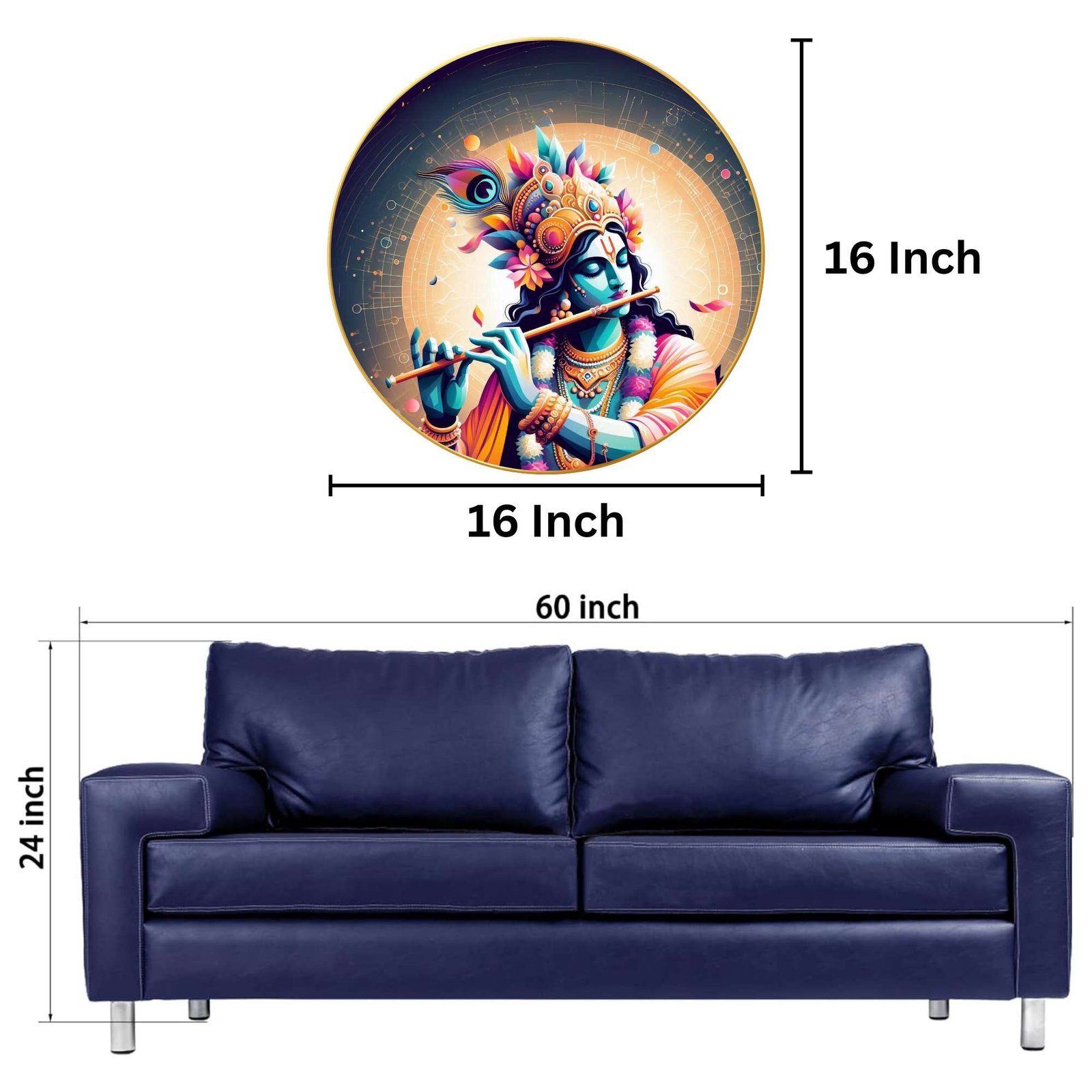 Wall Painting for Wall Decoration with Frame Sparkle Glossy Round Golden Framed Large Painting Office, Living Room, Bedroom, Home Decoration - Image 4