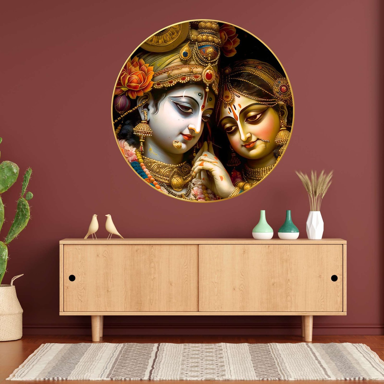 Wall Painting for Wall Decoration with Frame Sparkle Glossy Round Golden Framed Large Painting Office, Living Room, Bedroom, Home Decoration - Image 3