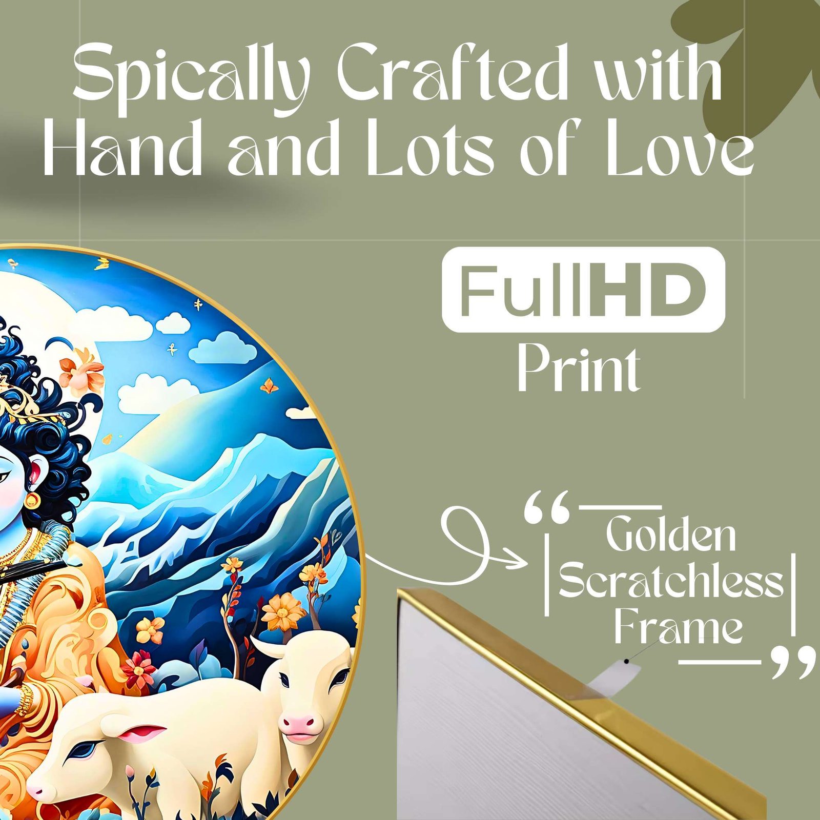 Wall Painting for Wall Decoration with Frame Sparkle Glossy Round Golden Framed Large Painting Office, Living Room, Bedroom, Home Decoration - Image 2