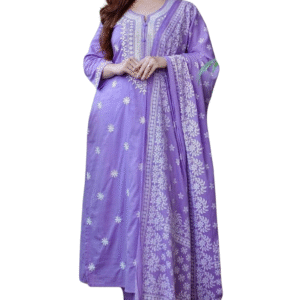 Soft & Stylish ? Floral Embroidered Cotton Printex Dress (L)