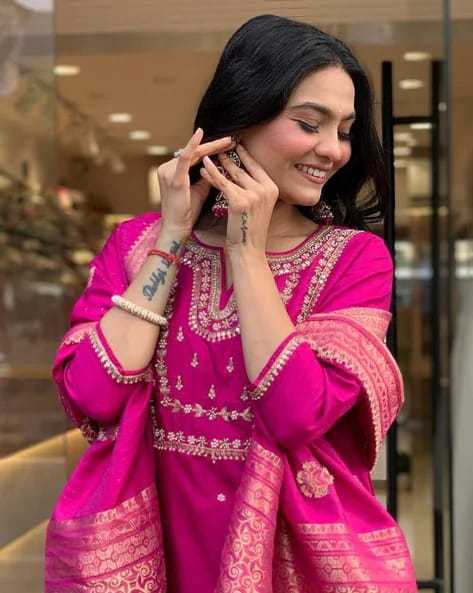 Embroidered Perfection ? Cotton Floral Dress with Stylish Prints (M) - Image 6